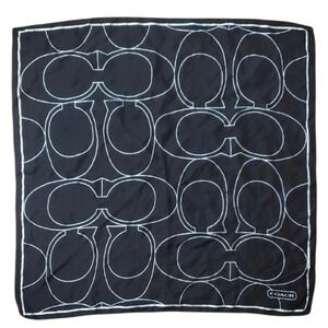 Coach Black & White Square Neck Or Head Scarf